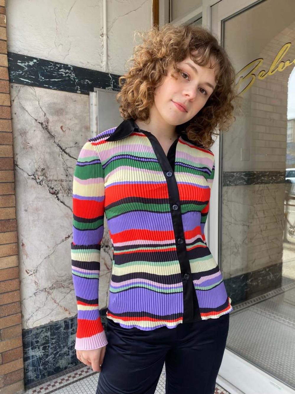 Arthur Apparel Kaleidoscope Pleated Button Down